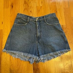 American Apparel Denim Shorts Medium Wash Raw Hem